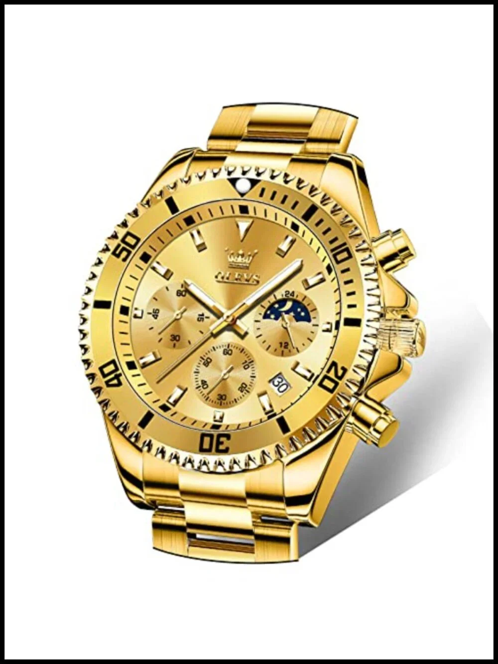 Mens Stainless Steel Watch Big Face Analog Waterproof Luxury Quartz
